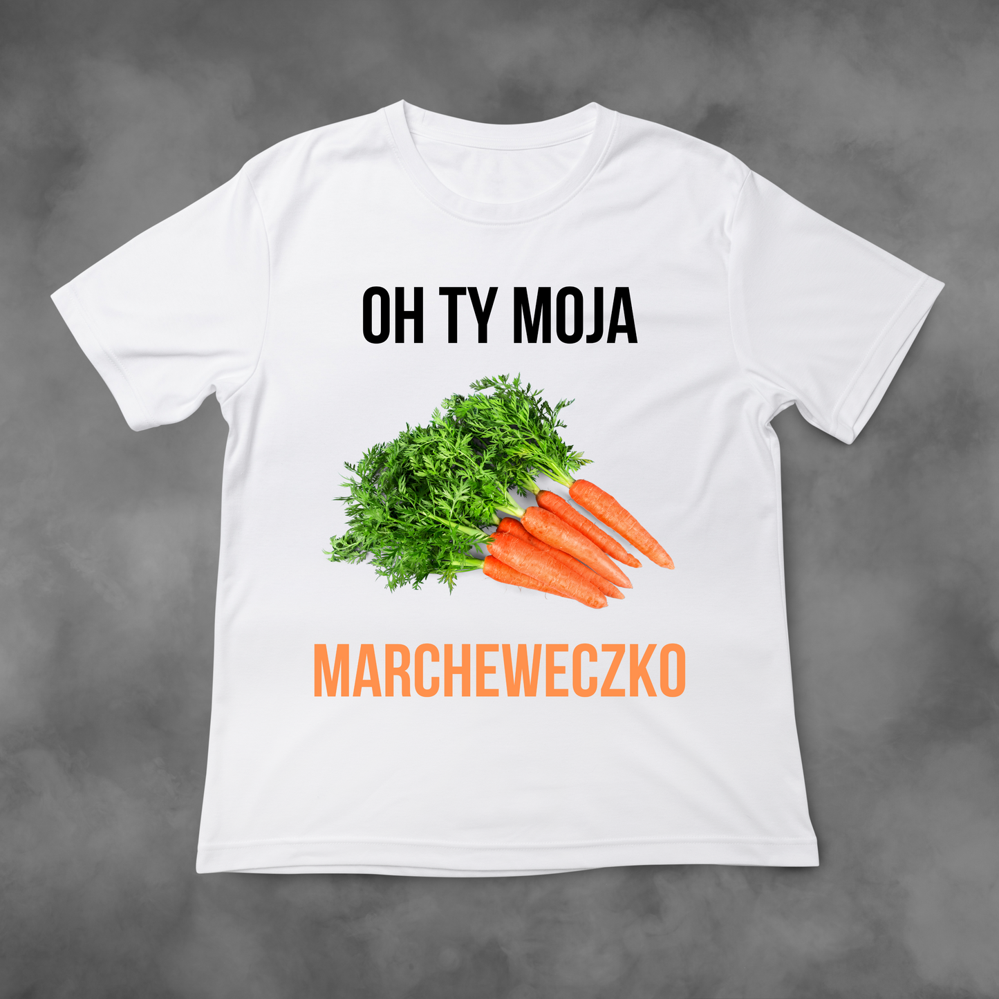 Biała koszulka z nadrukiem Oh Ty Moja Marcheweczko idealna na PREZENT