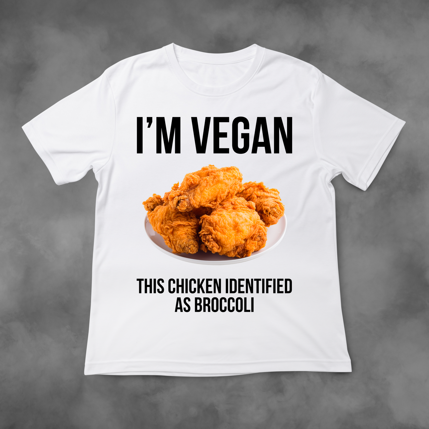 Koszulka z nadrukiem I'm VEGAN (This Chicken Identified as Broccoli) idealna na PREZENT