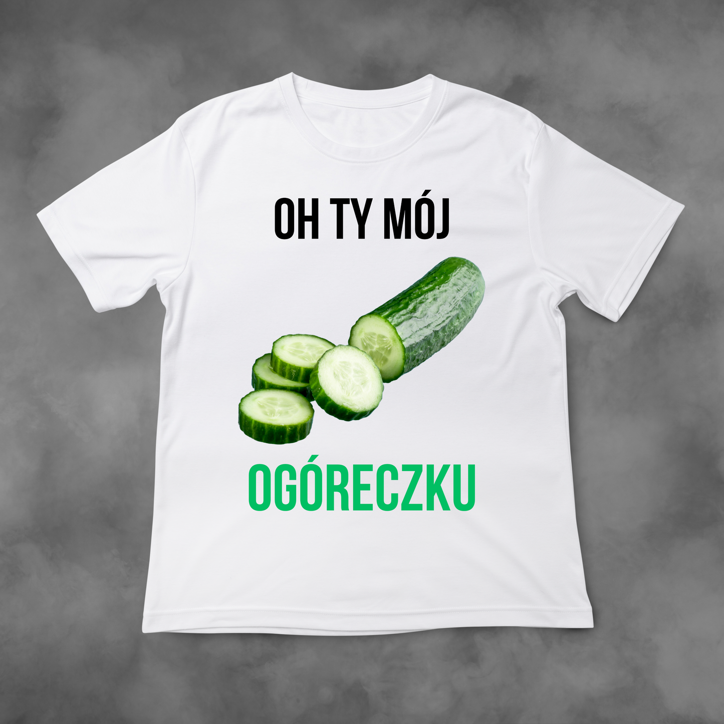 Biała koszulka z nadrukiem Oh Ty Mój Ogóreczku idealna na PREZENT