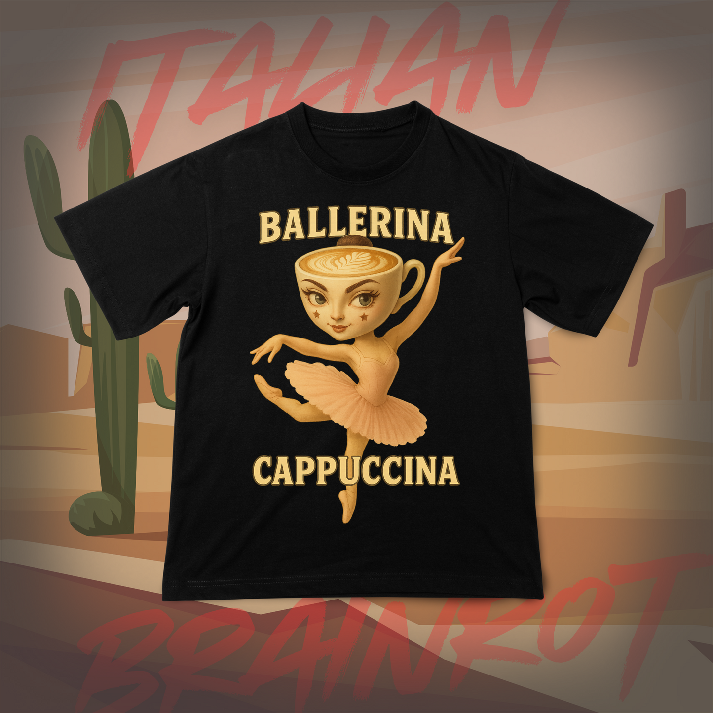 Koszulka z Nadrukiem BALLERINA CAPPUCCINA Italian Tiktok Brainrot Na Prezent Urodziny Śmieszna