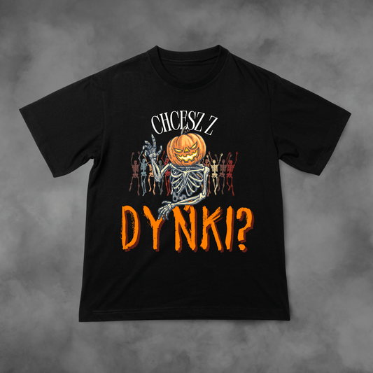 Biała koszulka z nadrukiem Chcesz z Dyńki? idealna na PREZENT - FUNNYWEAR