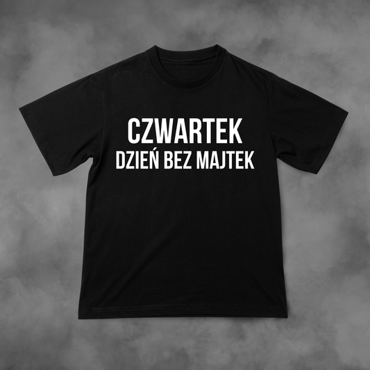 Biała koszulka z nadrukiem Czwartek Dzień Bez Majtek idealna na PREZENT - FUNNYWEAR