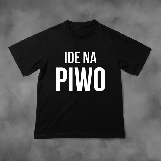Biała koszulka z nadrukiem Koszulka Ide Na Piwo idealna na PREZENT - FUNNYWEAR