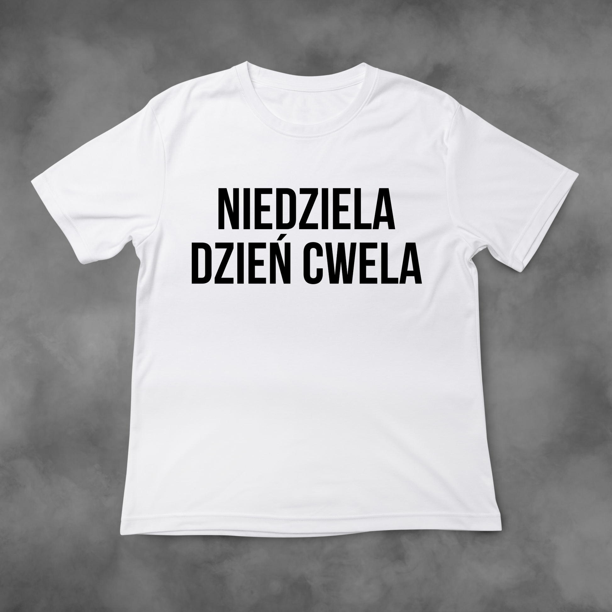 Biała koszulka z nadrukiem Niedziela Dzień Cwela idealna na PREZENT - FUNNYWEAR