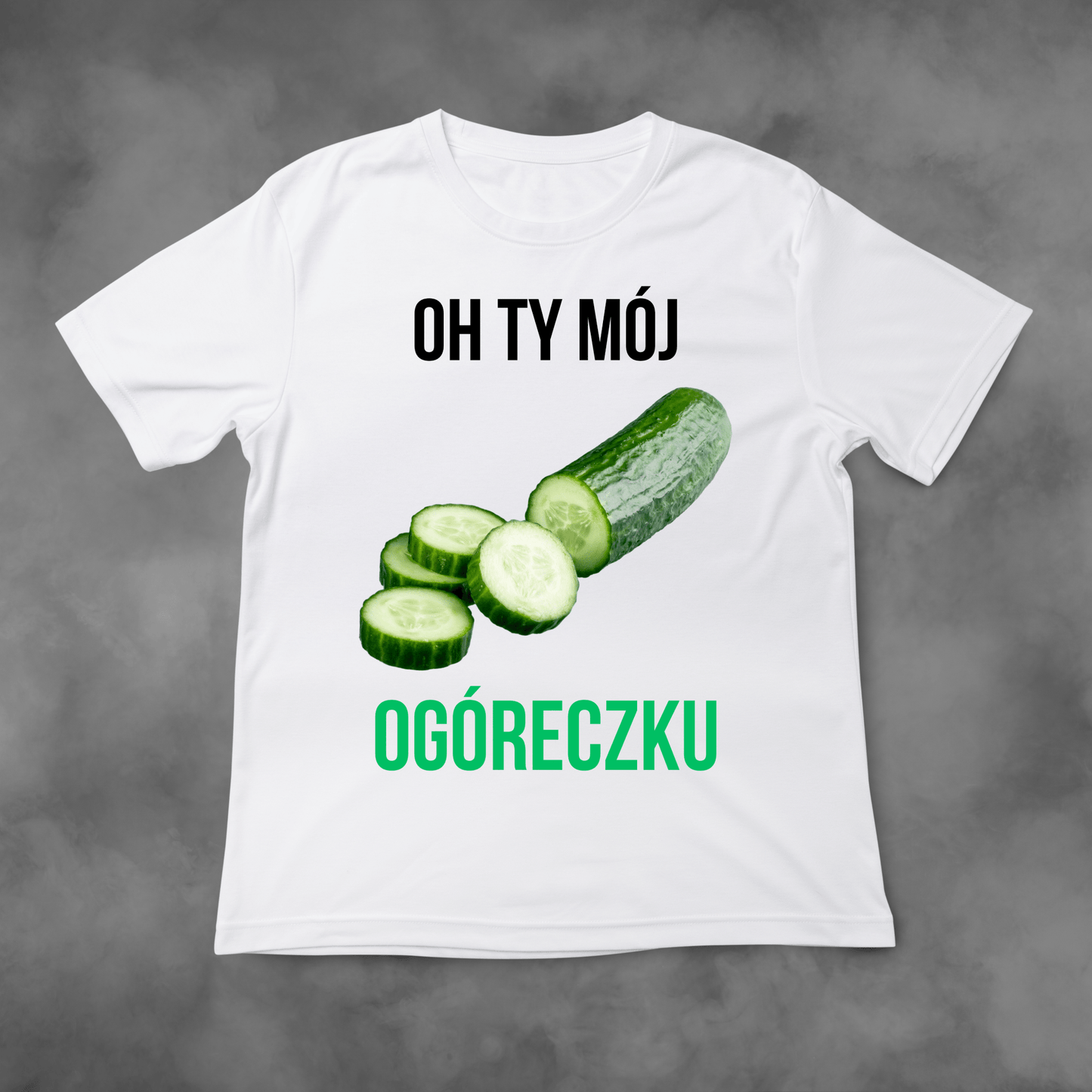Biała koszulka z nadrukiem Oh Ty Mój Ogóreczku idealna na PREZENT - FUNNYWEAR