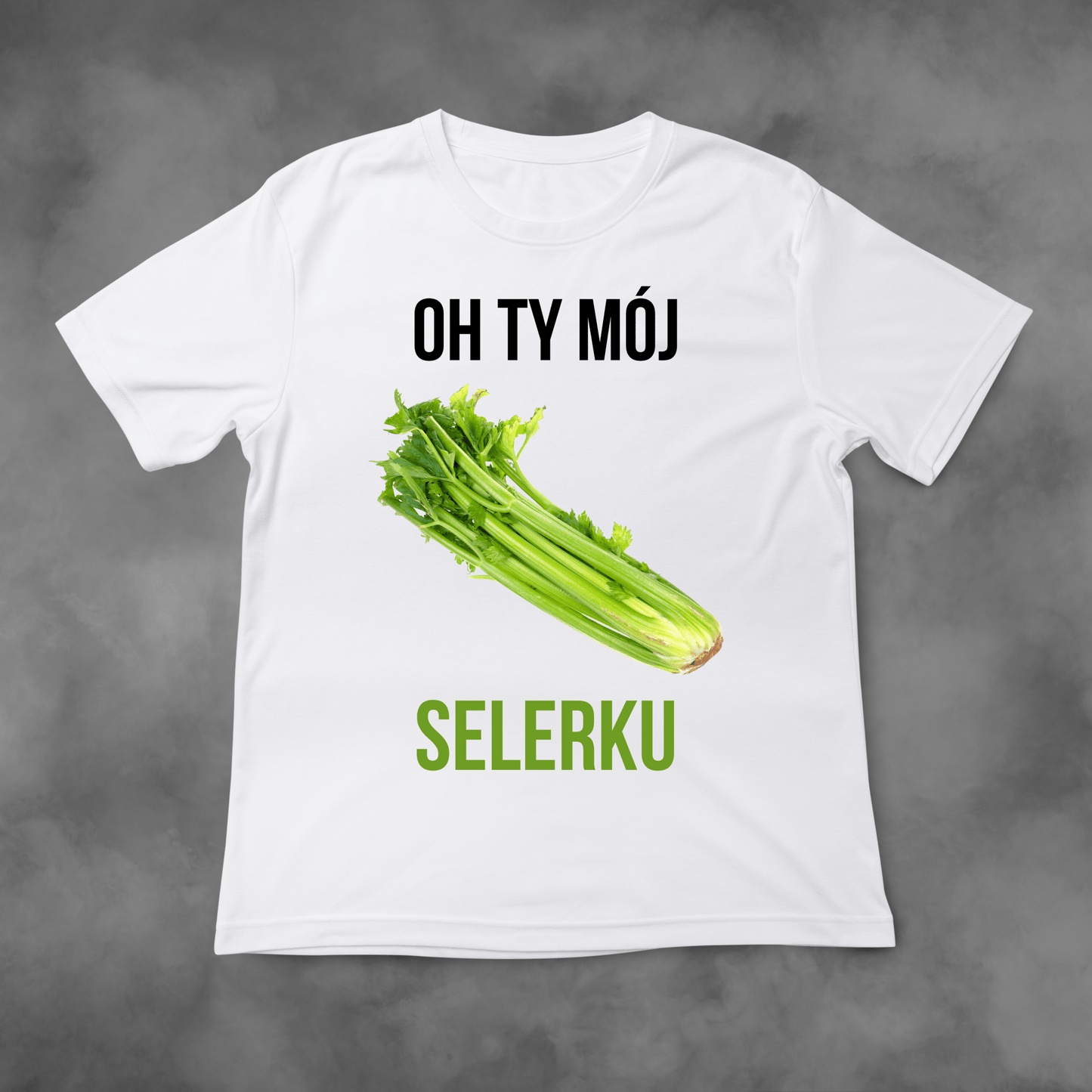 Biała koszulka z nadrukiem Oh Ty Mój Selerku idealna na PREZENT - FUNNYWEAR