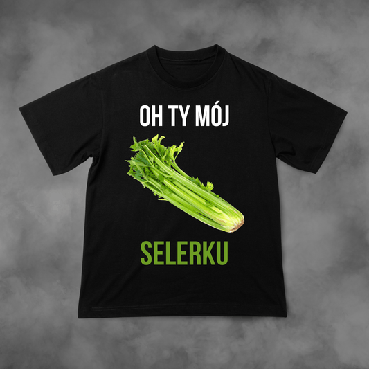 Biała koszulka z nadrukiem Oh Ty Mój Selerku idealna na PREZENT - FUNNYWEAR