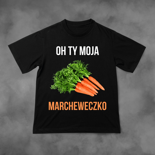 Biała koszulka z nadrukiem Oh Ty Moja Marcheweczko idealna na PREZENT - FUNNYWEAR