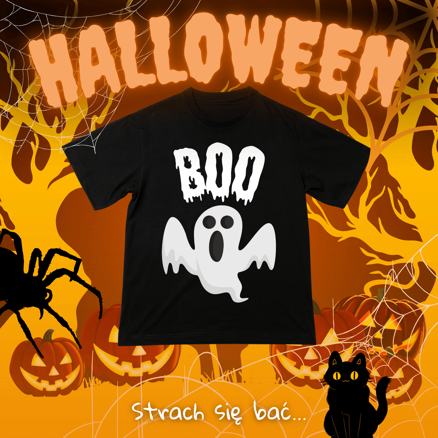 Koszulka z nadrukiem BOO duch idealna na PREZENT - FUNNYWEAR