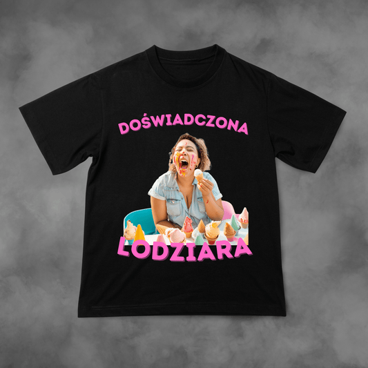 Koszulka z nadrukiem Doświadczona Lodziara idealna na PREZENT - FUNNYWEAR