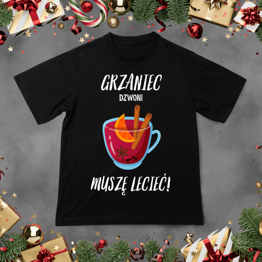 Koszulka z nadrukiem Grzaniec Dzwoni Muszę Lecieć idealna na PREZENT - FUNNYWEAR