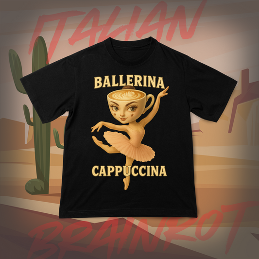 Koszulka z Nadrukiem BALLERINA CAPPUCCINA Italian Tiktok Brainrot Na Prezent Urodziny Śmieszna