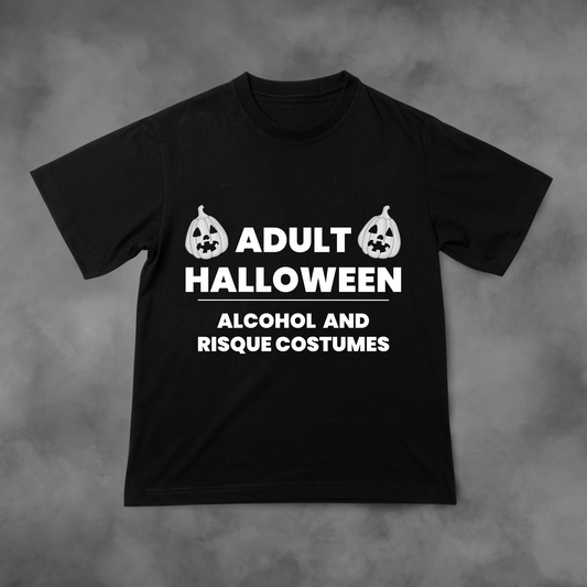 Biała koszulka z nadrukiem Adult Halloween - Alcohol and Risque Costumes idealna na PREZENT - FUNNYWEAR