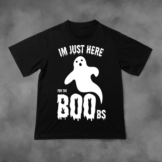 Biała koszulka z nadrukiem I'm Just Here for The BOObs idealna na PREZENT - FUNNYWEAR