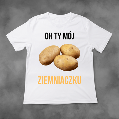 Biała koszulka z nadrukiem Oh Ty Mój Ziemniaczku idealna na PREZENT - FUNNYWEAR