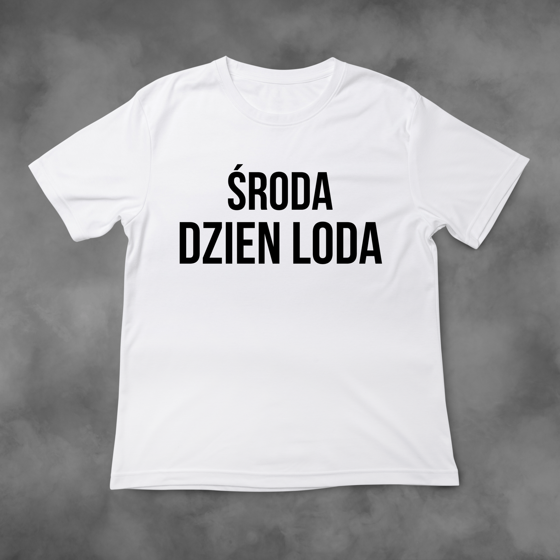 Biała koszulka z nadrukiem Środa Dzień Loda idealna na PREZENT - FUNNYWEAR