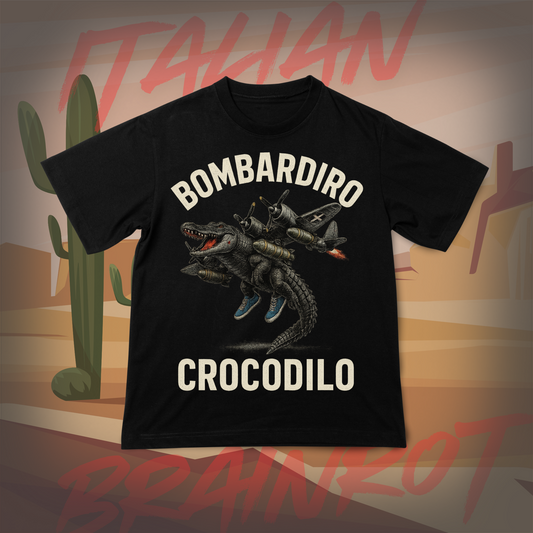 Koszulka z Nadrukiem BOMBARDIRO CROCODILO 1 Italian Tiktok Brainrot Na Prezent Urodziny Śmieszna