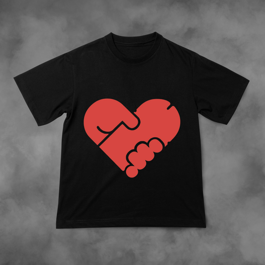 Czarna koszulka z nadrukiem Serce Ręka Penis idealna na PREZENT i WALENTYNKI - FUNNYWEAR