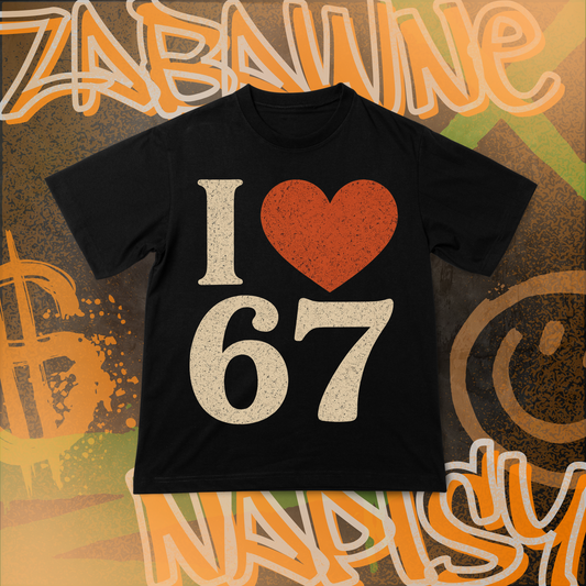 Koszulka z Nadrukiem I LOVE 67