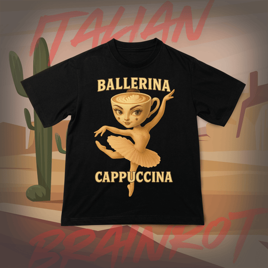 Koszulka z Nadrukiem BALLERINA CAPPUCCINA Italian Tiktok Brainrot Na Prezent Urodziny Śmieszna - FUNNYWEAR