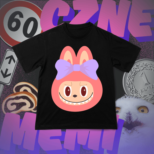 Koszulka z Nadrukiem LABUBU Różowe Tiktok Memiczne - FUNNYWEAR