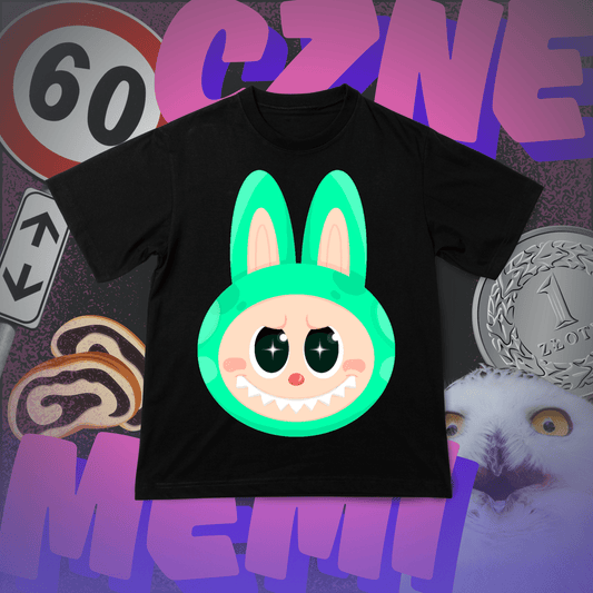 Koszulka z Nadrukiem LABUBU Zielone Tiktok Memiczne - FUNNYWEAR