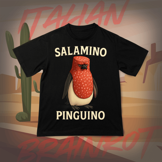 Koszulka z Nadrukiem SALAMINO PINGUINO Italian Tiktok Brainrot Na Prezent Urodziny Śmieszna - FUNNYWEAR